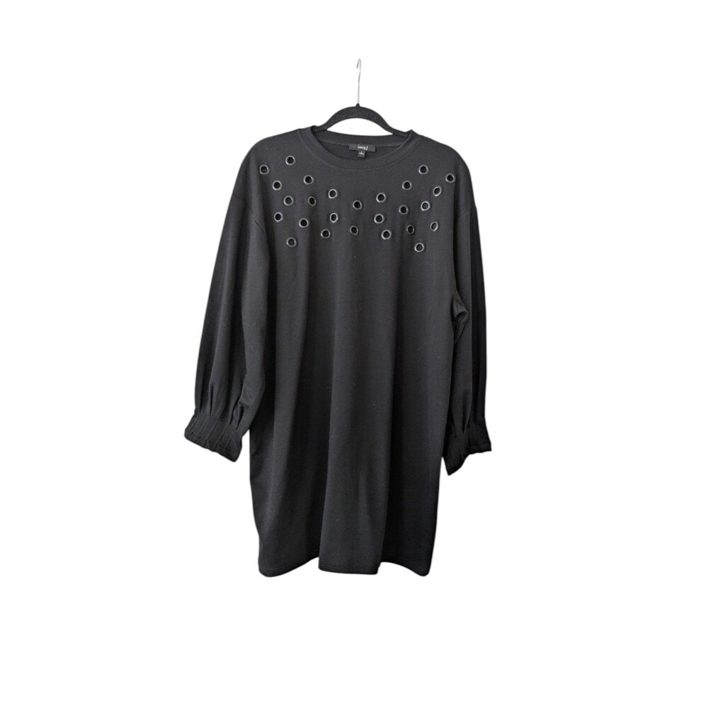 Very J Black Long Sleeve Sweater Shirt Eyelets Large